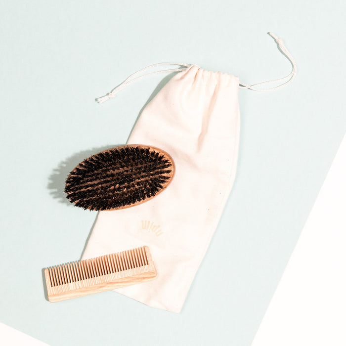 Widu Ash Wood Beard Brush and Comb Gift Set Beard and Moustache Grooming Widu 