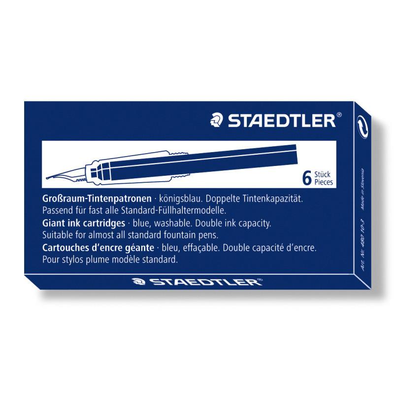 Staedtler Fountain Pen Giant Size Ink Cartridges, 6-Pack Ink Refill Staedtler Blue 