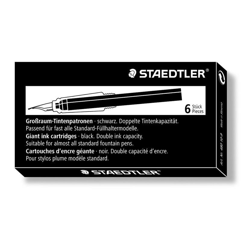 Staedtler Fountain Pen Giant Size Ink Cartridges, 6-Pack Ink Refill Staedtler Black 