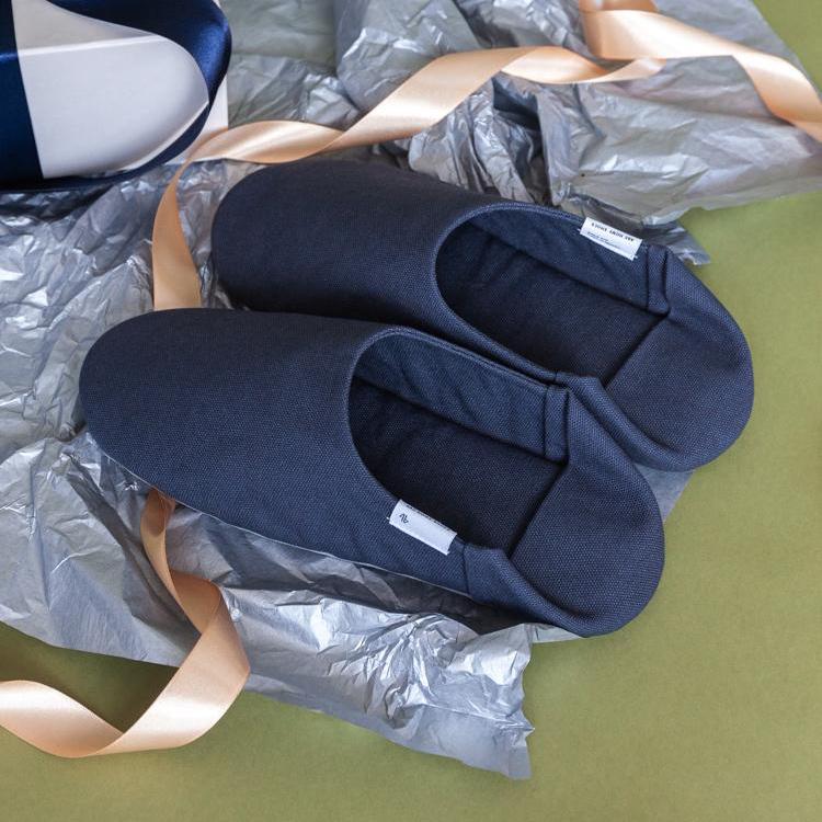 ABE Canvas Home Shoes, Grey Spa Slippers Japanese Exclusives 