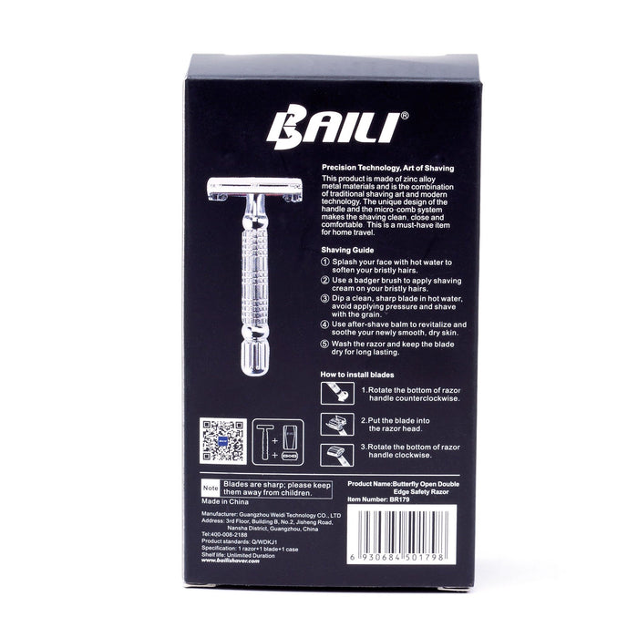 BAILI Butterfly Razor Travel Set with Case, Chrome Double Edge Safety Razor BAILI 
