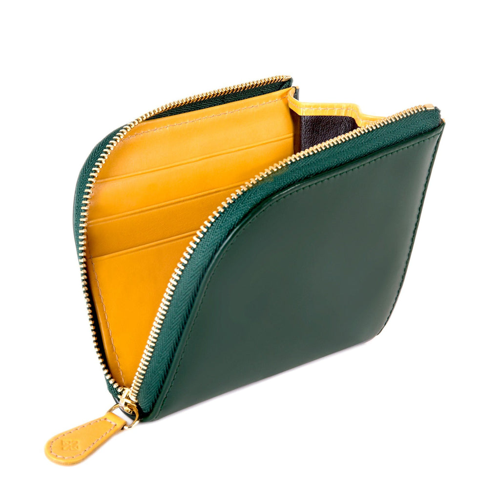 Ettinger Bridle Zipped Curved Wallet with Key Strap Leather Wallet Ettinger Green 