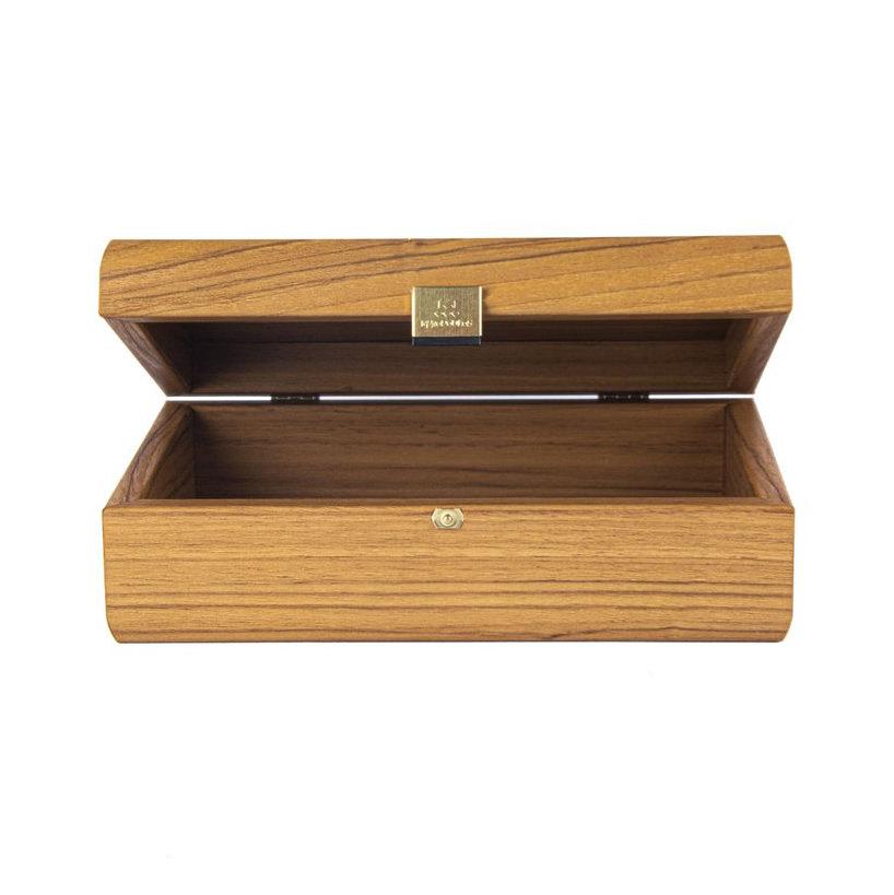 Manopoulos Walnut Wooden Box with Natural Italian Olive Burl Top Storage Case Manopoulos 