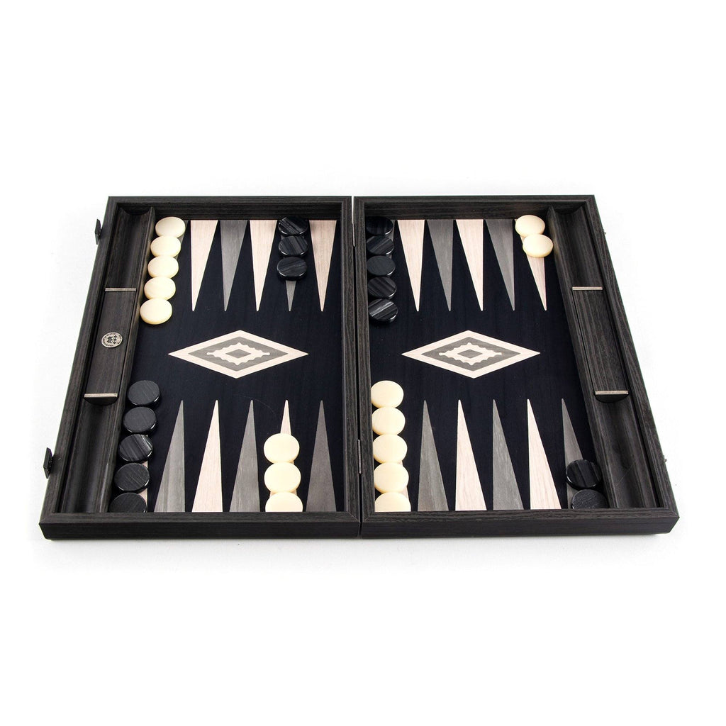 Manopoulos Handmade Premium Backgammon Set Backgammon Manopoulos Pearly Grey Vavona with Light Grey and Grey Points 