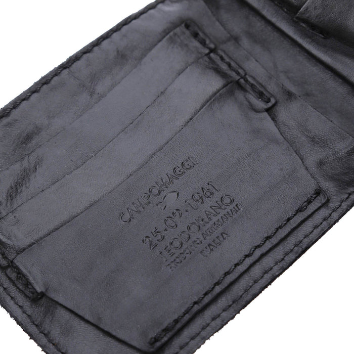 Campomaggi Horizontal Leather Wallet and Coin Pouch, Black Leather Wallet Campomaggi 