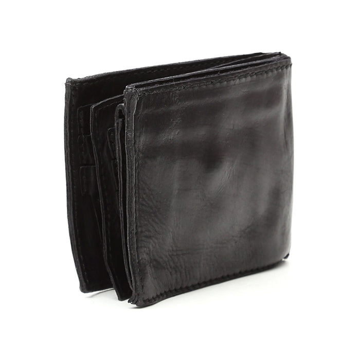 Campomaggi Horizontal Leather Wallet and Coin Pouch, Black Leather Wallet Campomaggi 