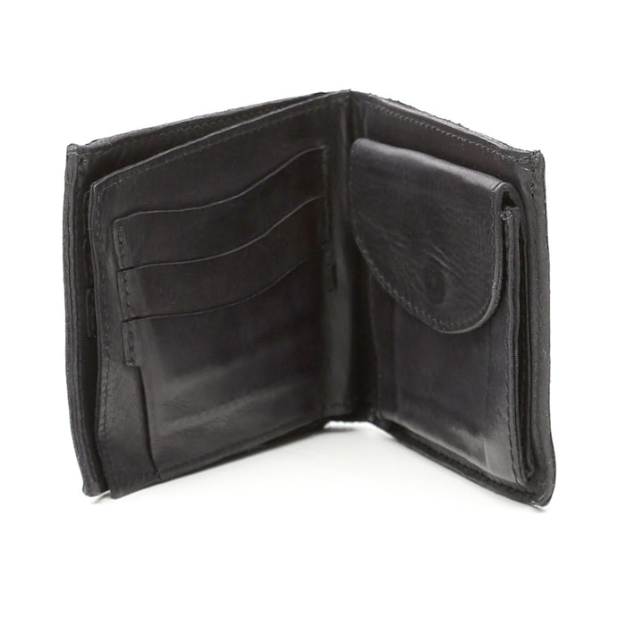 Campomaggi Horizontal Leather Wallet and Coin Pouch, Black Leather Wallet Campomaggi 