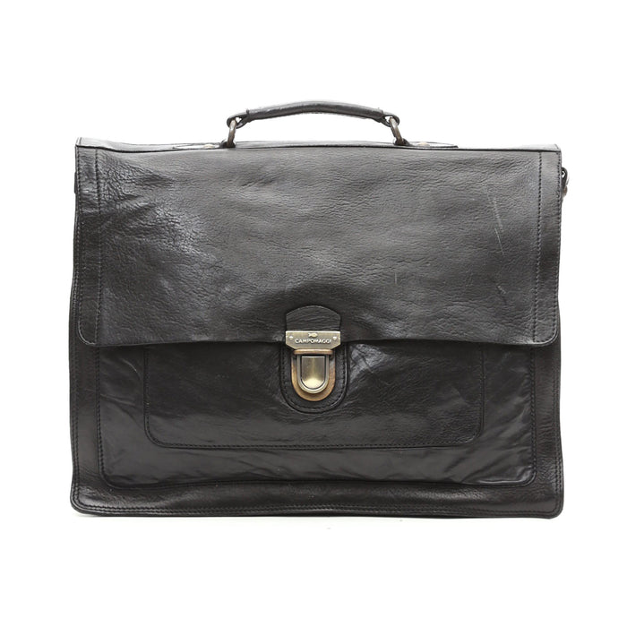 Campomaggi Leather Professional Carry Bag, Black Leather Briefcase Campomaggi 