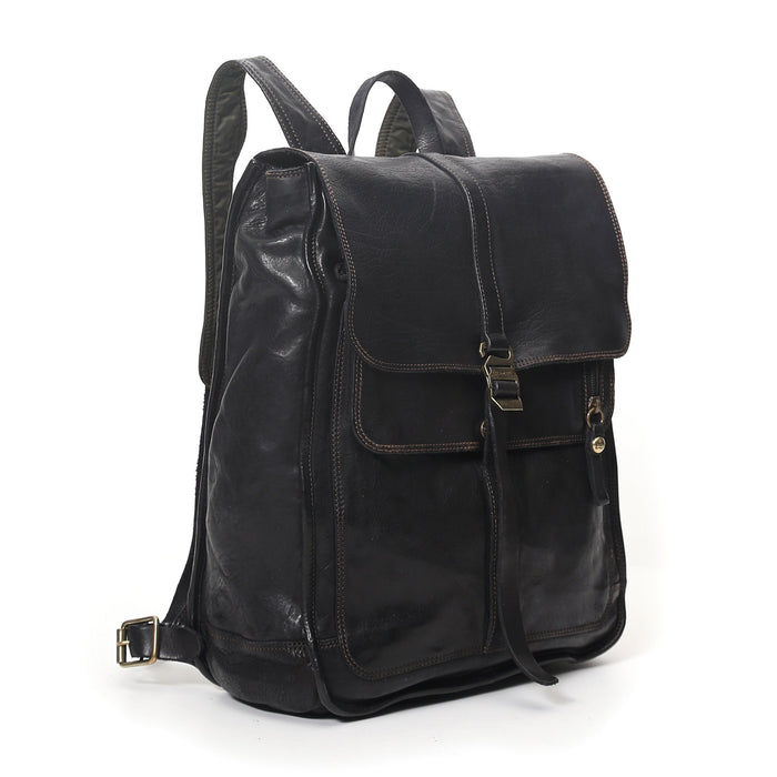 Campomaggi Leather Ginepro Backpack, Black Backpack Campomaggi 