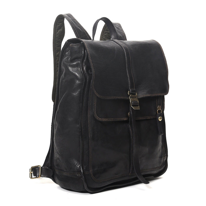 Campomaggi Leather Ginepro Backpack, Black Backpack Campomaggi 