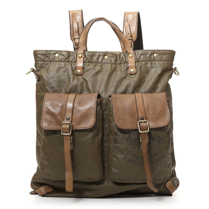 Campomaggi Vitrus Shopping Backpack, Teodorano Fabric and Leather Backpack Campomaggi 