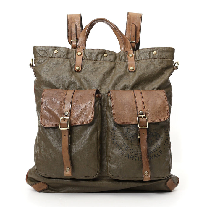 Campomaggi Vitrus Shopping Backpack, Teodorano Fabric and Leather Backpack Campomaggi 