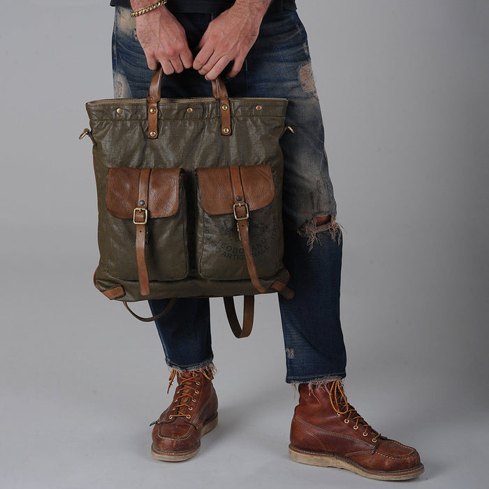 Campomaggi Vitrus Shopping Backpack, Teodorano Fabric and Leather Backpack Campomaggi 