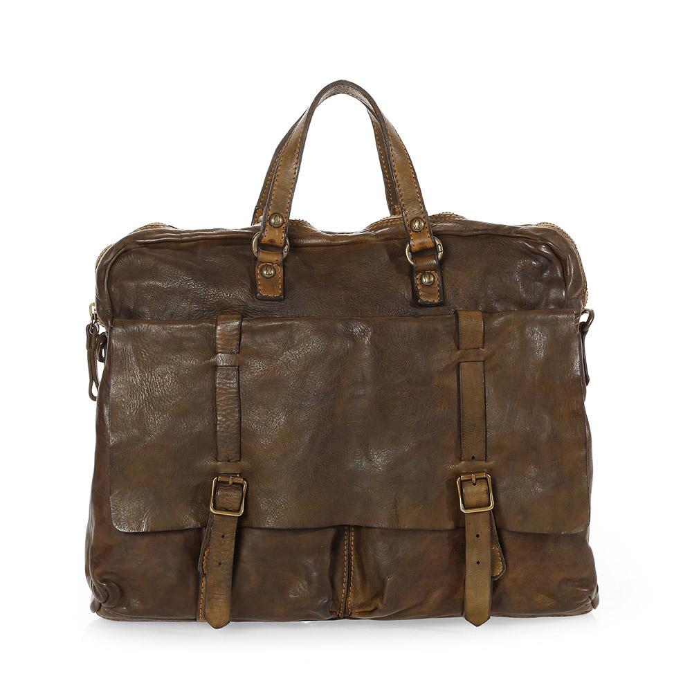 Campomaggi C1800 Leather Carrier Bag, Brown Leather Messenger Bag Campomaggi 