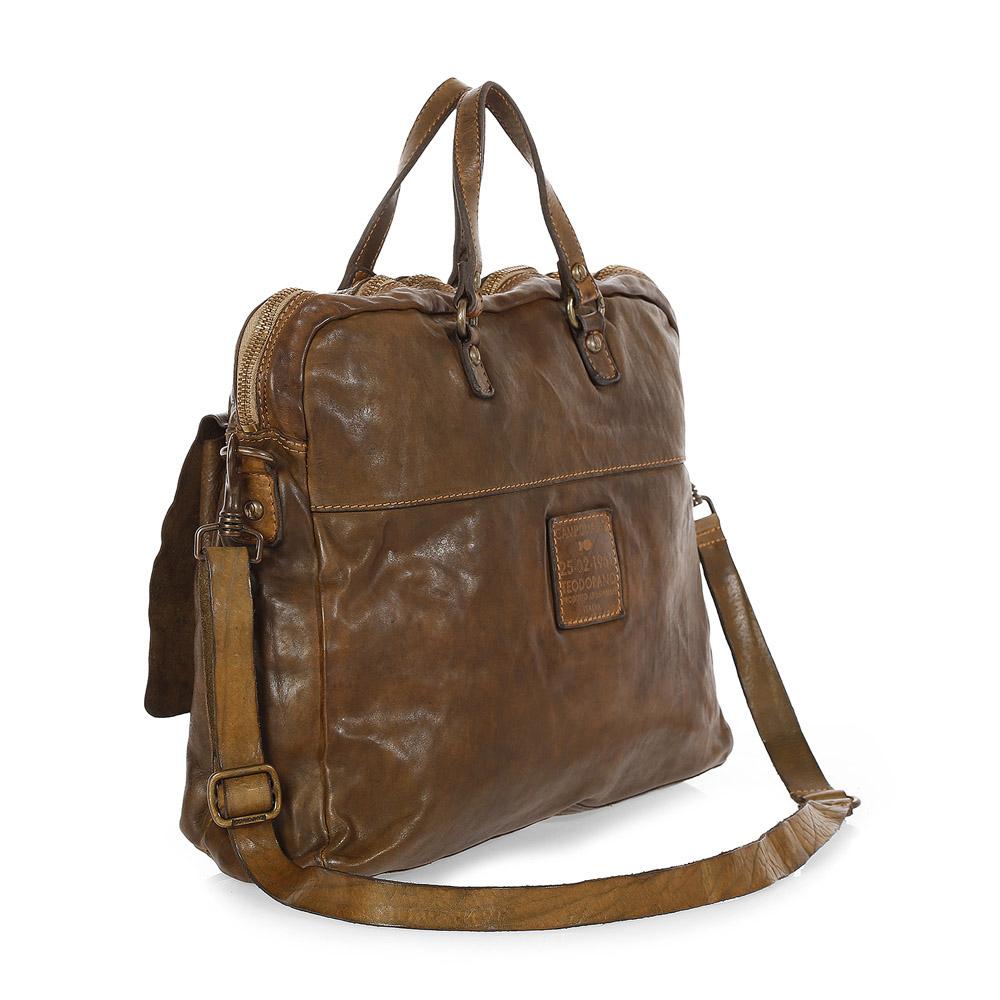 Campomaggi C1800 Leather Carrier Bag, Brown Leather Messenger Bag Campomaggi 
