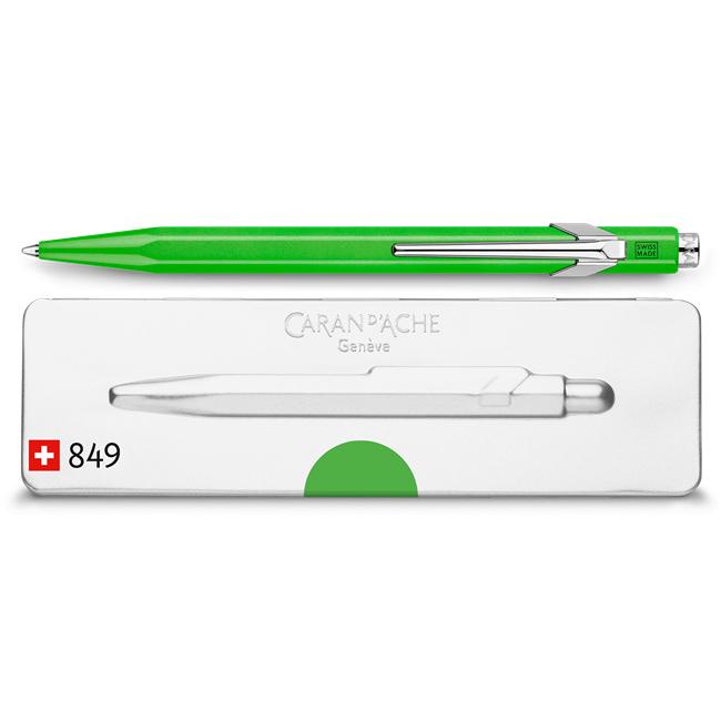 Caran d’Ache 849 POPLINE Ballpoint Pen, Green Fluo Ball Point Pen Caran d'Ache 