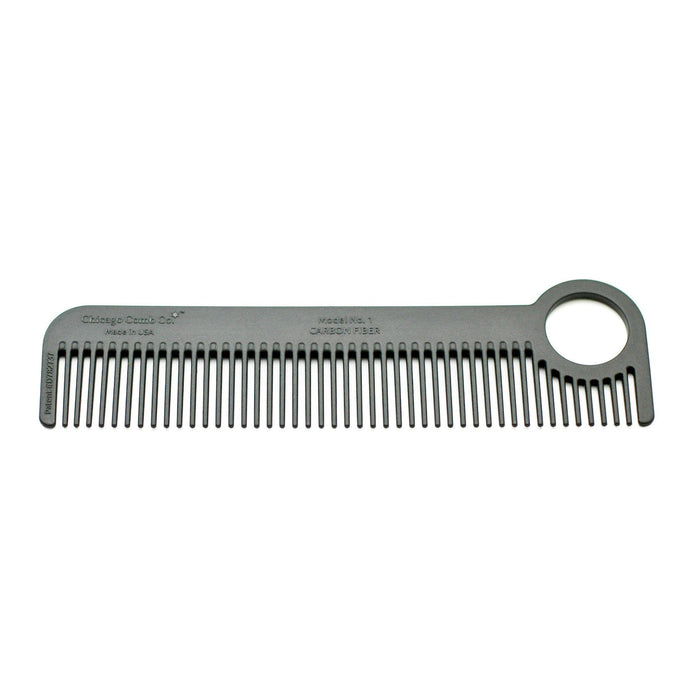 Chicago Comb Co. Model No. 1 Carbon Fiber Medium-Fine Tooth Comb Comb Chicago Comb Co 