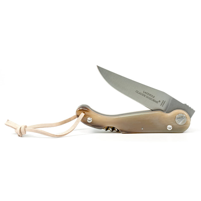 Claude Dozorme Baroudeur Laguiole Pocket Knife with Corkscrew, Horn Handle Pocket Knife Claude Dozorme 