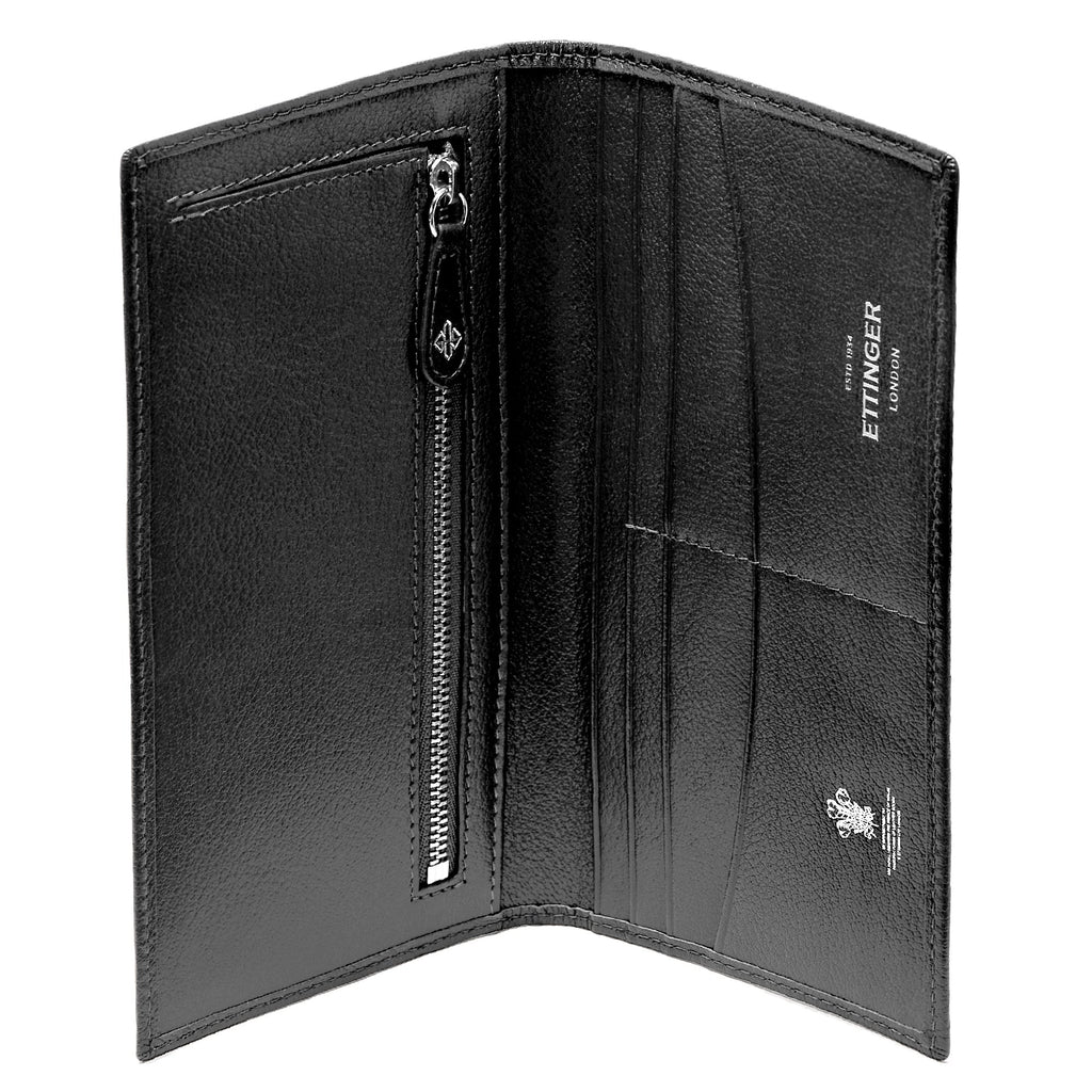 Ettinger Capra Long Wallet with Zipped Pocket, Black Leather Wallet Ettinger 