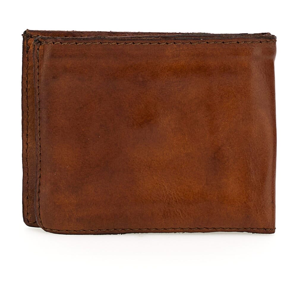 Campomaggi Johnny Horizontal Leather Wallet with Coin Pouch, Teodorano Print Leather Wallet Campomaggi Cognac 
