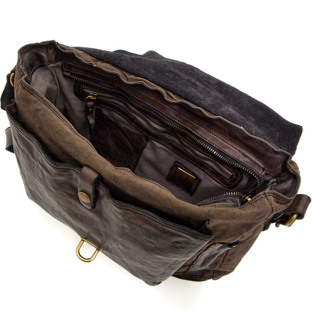 Campomaggi Enea Leather and Canvas Crossbody Bag Shoulder Bag Campomaggi 
