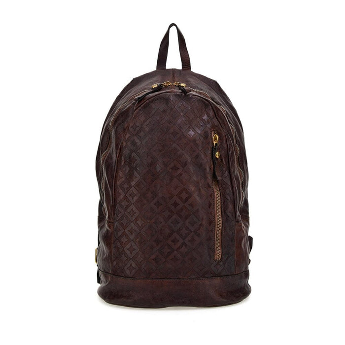 Campomaggi Aron Leather Backpack, Star Laser Print Backpack Campomaggi Dark Brown 