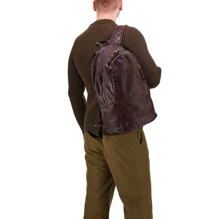 Campomaggi Aron Leather Backpack, Star Laser Print Backpack Campomaggi 