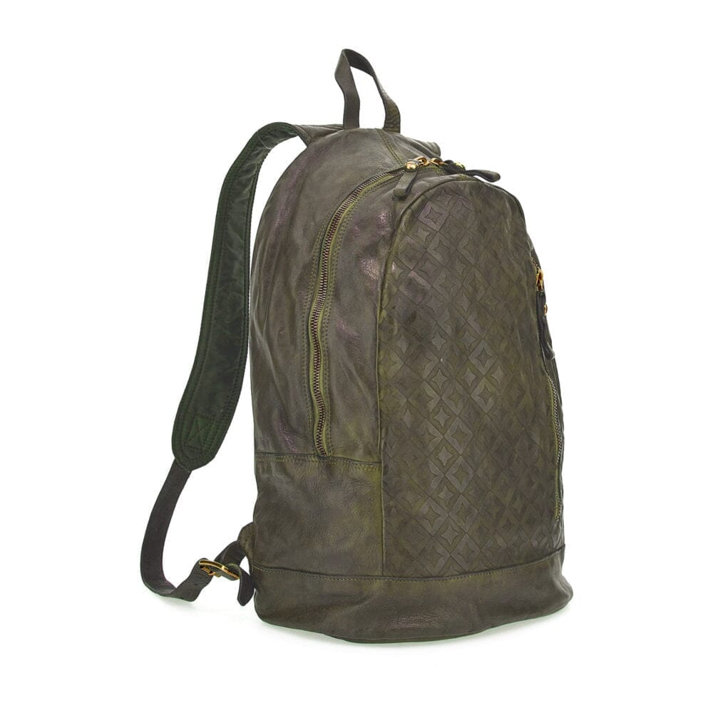 Campomaggi Aron Leather Backpack, Star Laser Print Backpack Campomaggi Military Green 