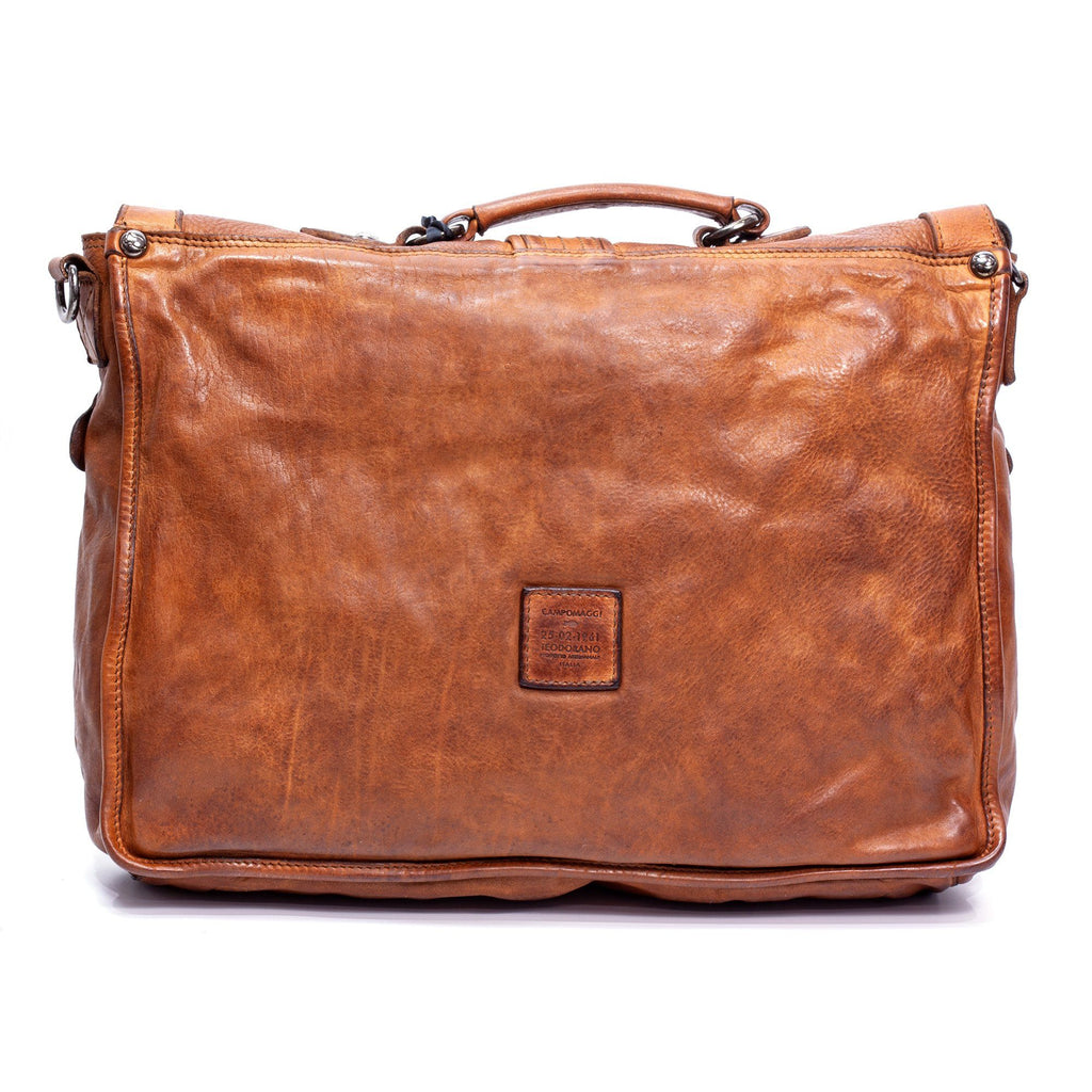 Campomaggi Compact Leather Briefcase, Cognac Leather Briefcase Campomaggi 