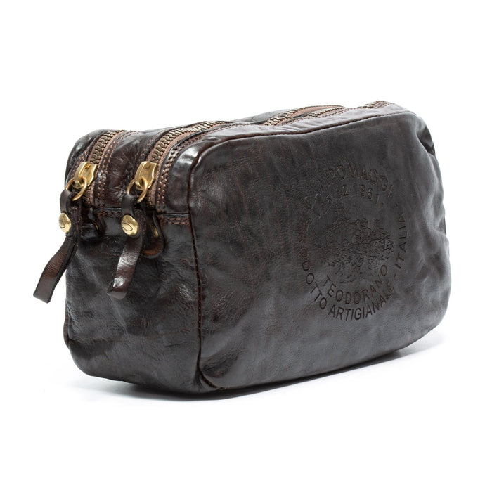 Campomaggi Leather Toiletry Bag, Teodorano Print Toiletry Bag Campomaggi Dark Brown 