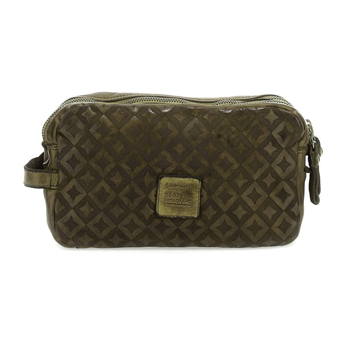 Campomaggi Aron Leather Toiletry Bag, Star Laser Print Toiletry Bag Campomaggi Military Green 