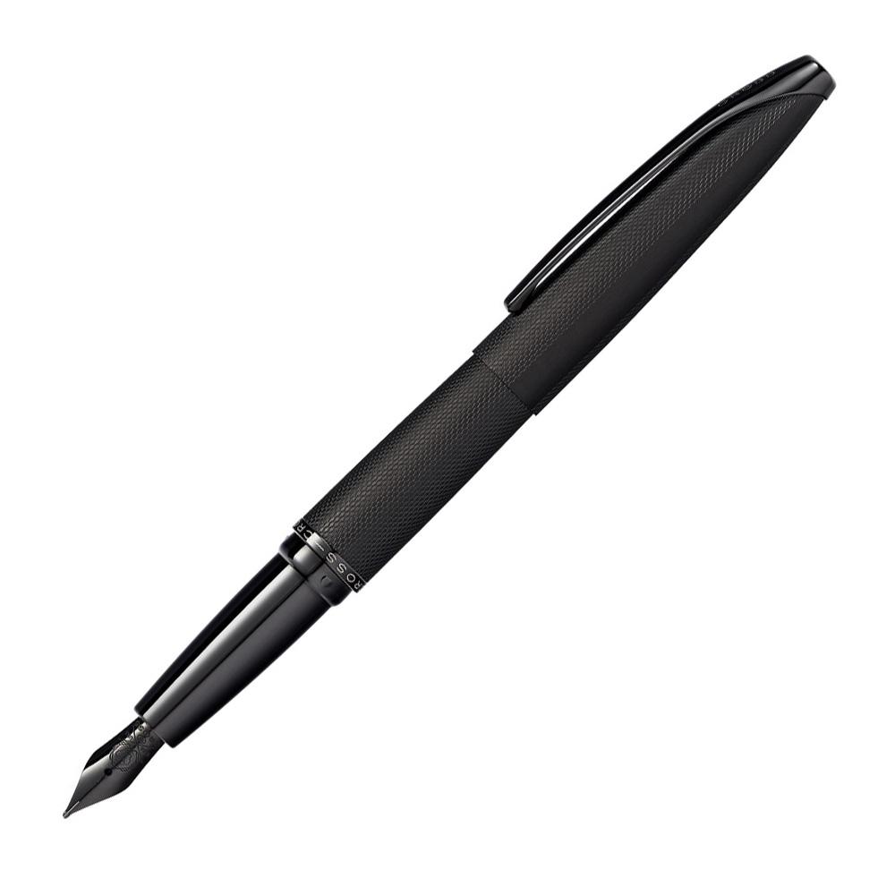 CROSS AXT Fountain Pen with Etched Diamond Patter, Stainless Steel Nib & PVD Coating Fountain Pen CROSS Brushed Black 