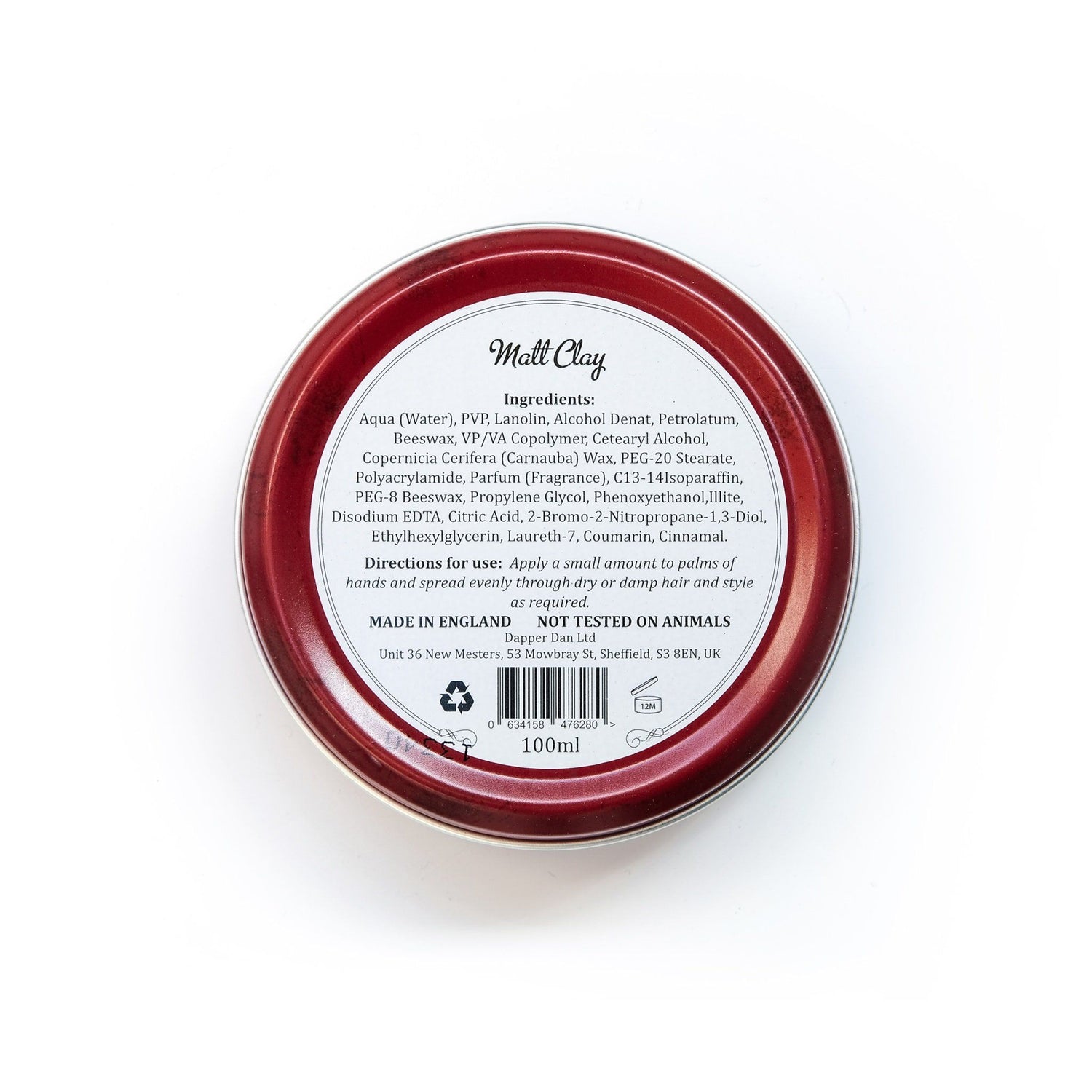 Dapper Dan Matt Clay Pomade with Strong Hold 100 ml Men's Hair Lotion Dapper Dan 