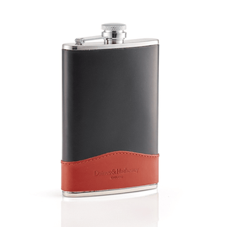 Daines & Hathaway 8oz Hip Flask with Collar, Bridle Black Flask Daines & Hathaway 