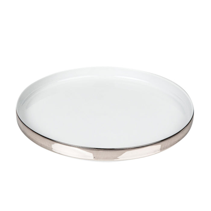 Decor Walther Porcelain White Multipurpose Tray, Gold or Platinum Multipurpose Tray Decor Walther Platinum 