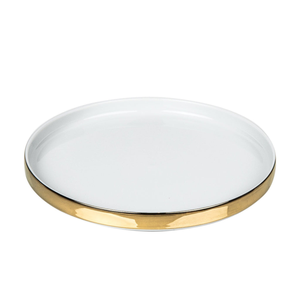 Decor Walther Porcelain White Multipurpose Tray, Gold or Platinum Multipurpose Tray Decor Walther Gold 