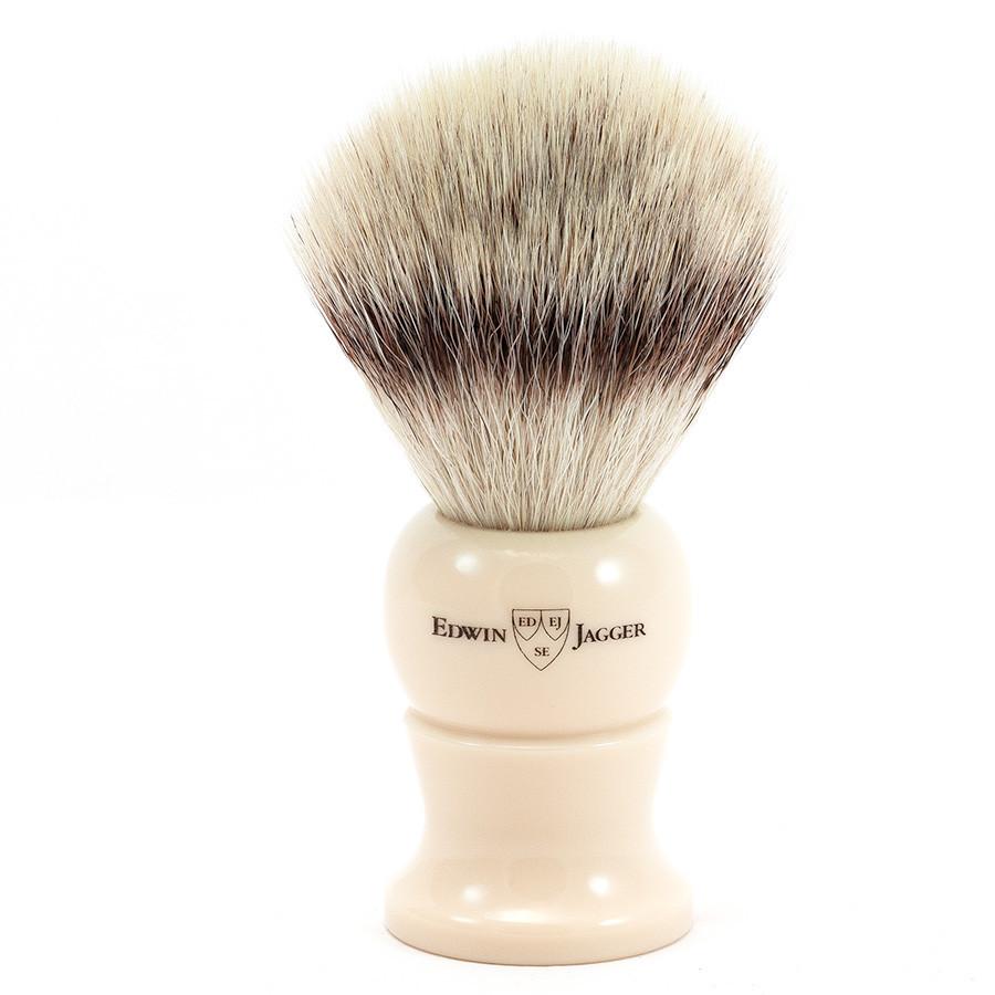 Edwin Jagger Synthetic Silvertip Fibre Handmade English Shaving Brush in Ivory, Large Synthetic Bristles Shaving Brush Edwin Jagger 