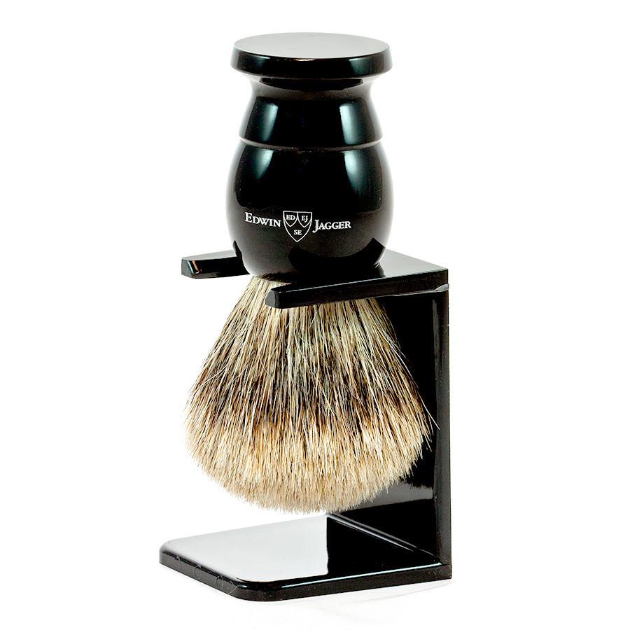 Edwin Jagger Best Badger Shaving Brush and Stand in Ebony, Extra Large Badger Bristles Shaving Brush Edwin Jagger 