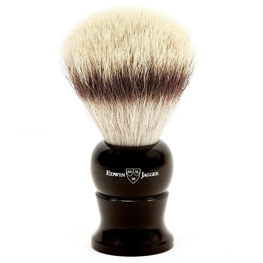 Edwin Jagger Synthetic Silvertip Fibre Handmade English Shaving Brush in Ebony, Extra Large Synthetic Bristles Shaving Brush Edwin Jagger 