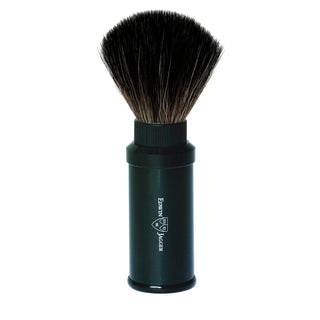 Edwin Jagger Black Synthetic Fiber Travel Shaving Brush in Black Metal Case Synthetic Bristles Shaving Brush Edwin Jagger 