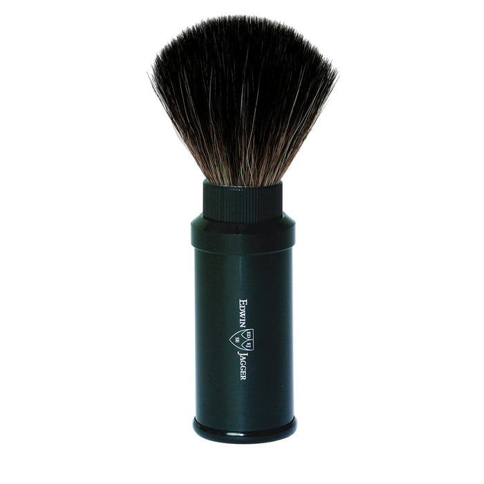 Edwin Jagger Black Synthetic Fiber Travel Shaving Brush in Black Metal Case Synthetic Bristles Shaving Brush Edwin Jagger 