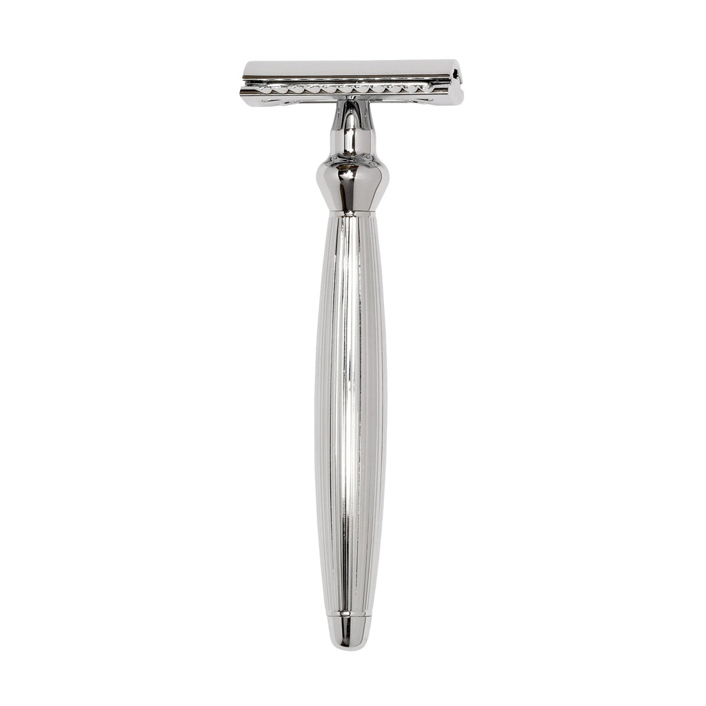 Edwin Jagger Bulbous Classic Double-Edge Razor, Lined Chrome Handle Double Edge Safety Razor Edwin Jagger 