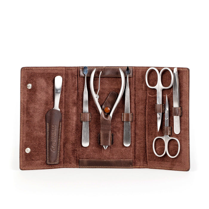 Erbe Solingen 7-Piece Manicure Set, Antique Leather Snap Case Manicure Set Erbe Solingen 