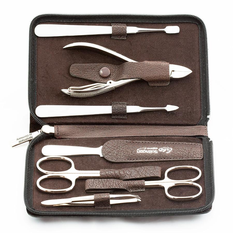 Erbe Solingen 7-Piece Manicure Set, Water Buffalo Leather Brown Zip Case Manicure Set Erbe Solingen 