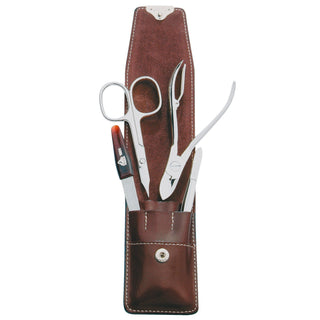 Erbe Solingen 4-Piece Manicure Set, Antique Cowhide Brown Snap Case Manicure Set Erbe Solingen 