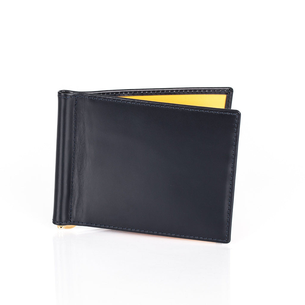 Ettinger Bridle Money Clip Leather Wallet with 6 CC Slots Leather Wallet Ettinger Navy 