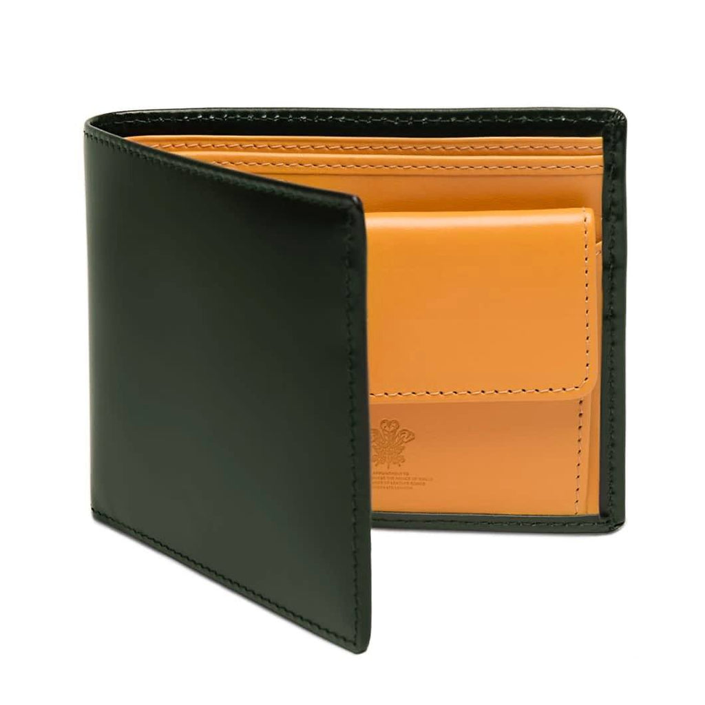 Ettinger Bridle Hide Billfold with 3 Credit Card Slots and Coin Purse Leather Wallet Ettinger Green 
