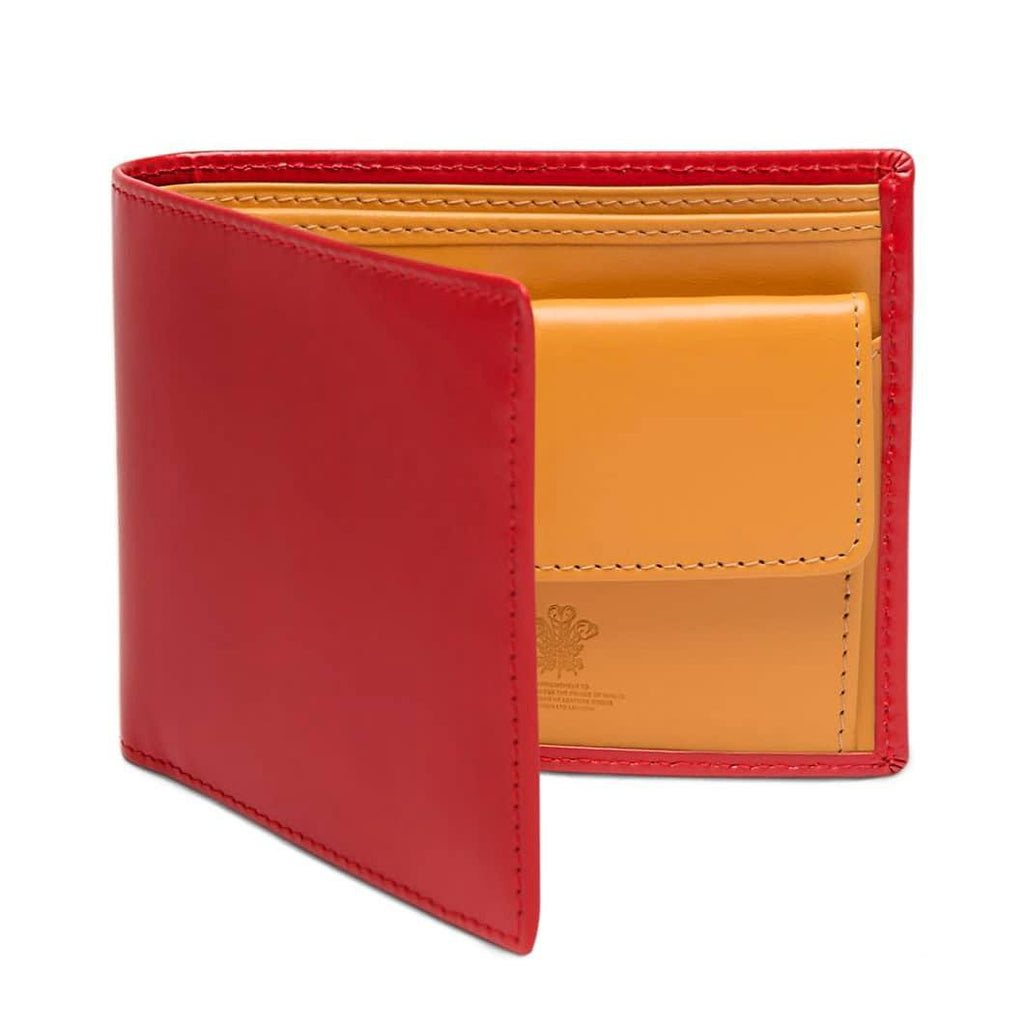 Ettinger Bridle Hide Billfold with 3 Credit Card Slots and Coin Purse Leather Wallet Ettinger Red 