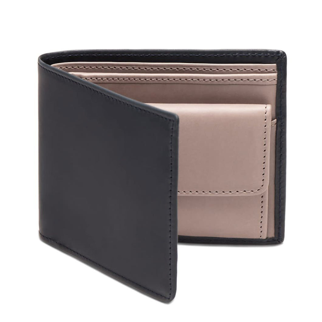 Ettinger Saint Crispin Billfold with 3 Credit Card Slots and Coin Purse Leather Wallet Ettinger Deep Sea & Dry Stone 