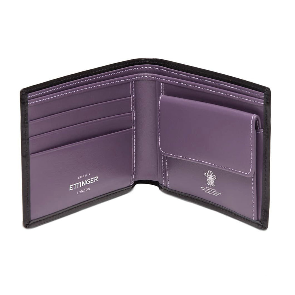 Ettinger Sterling Billfold with 3 Credit Card Slots and Coin Purse, Purple Leather Wallet Ettinger 